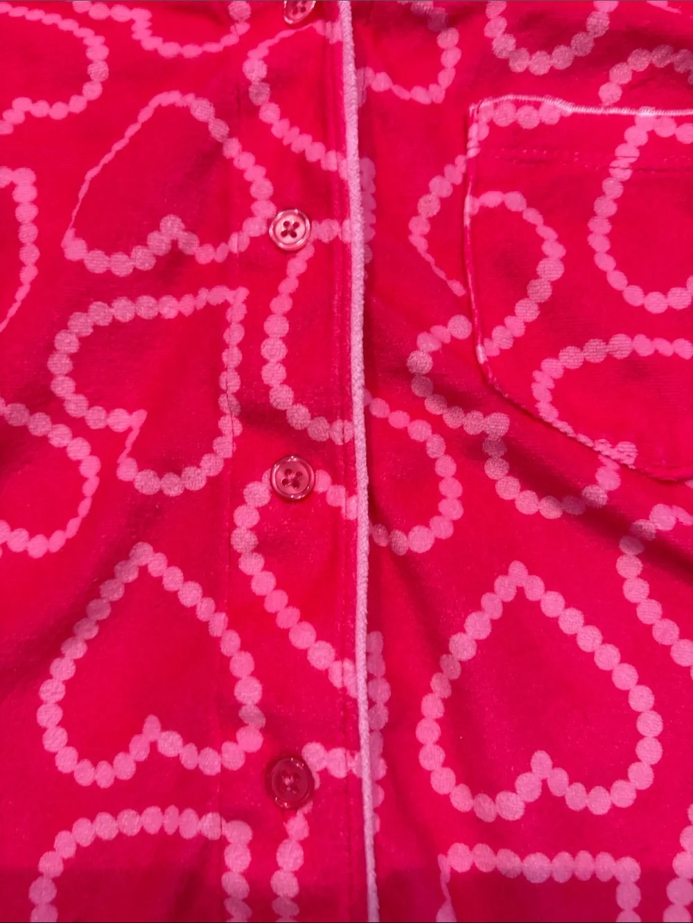 Kids long sleeve pink heart pj top with matching pj shorts